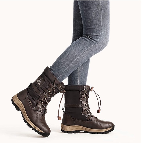 nortiv Shoes - Lace Up Brown Winter Boots